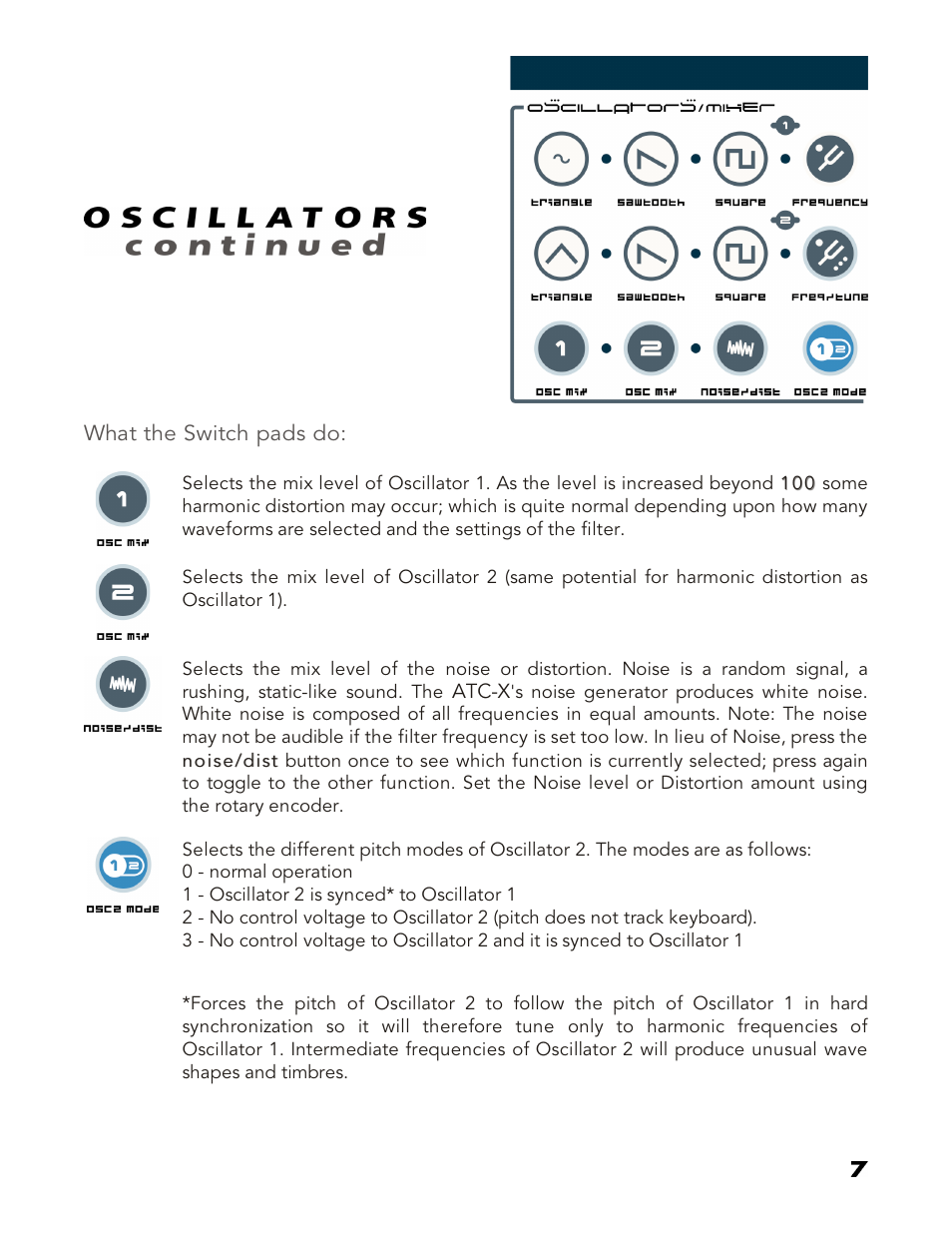 Oscillators cont, What the switch pads do | Studio Electronics ATC-1X User Manual | Page 12 / 25
