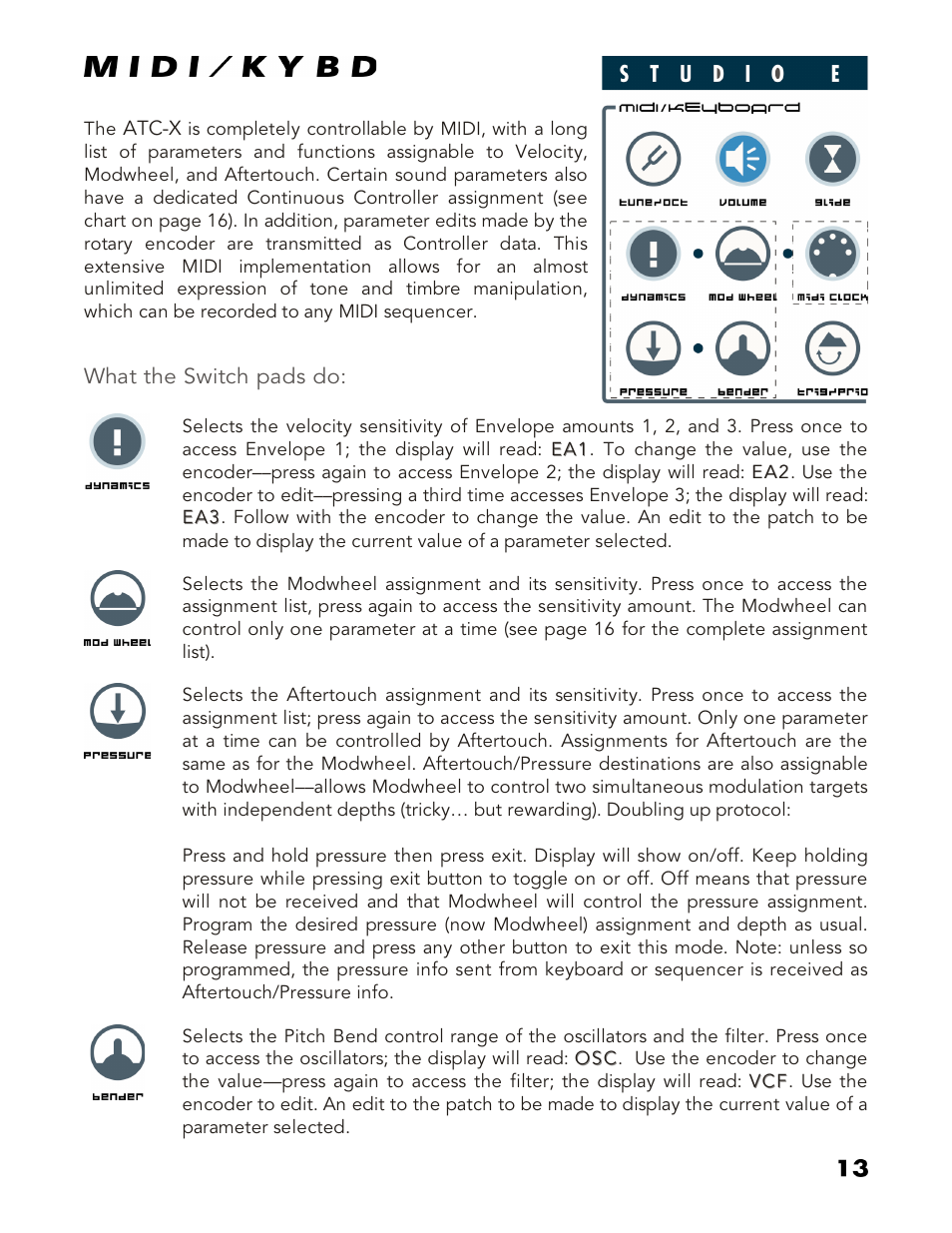 Midi/kybd, Midi-kybd , 14 | Studio Electronics ATC-1X User Manual | Page 19 / 25