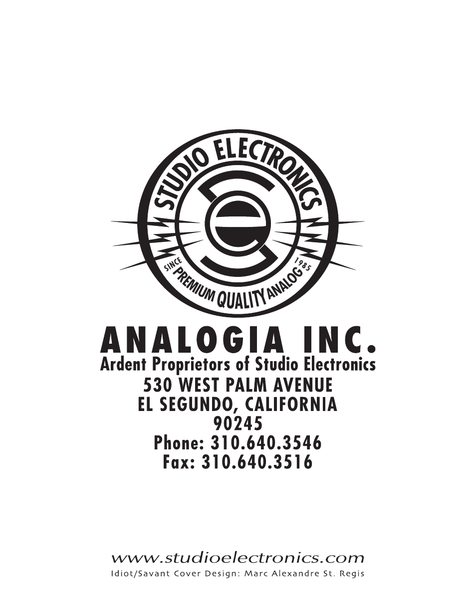 Studio Electronics Omega 8 User Manual | Page 13 / 13