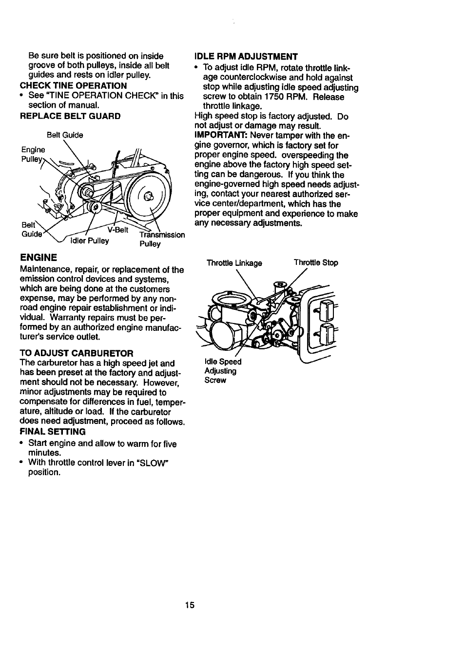 Engine | Craftsman 917.292390 User Manual | Page 15 / 18