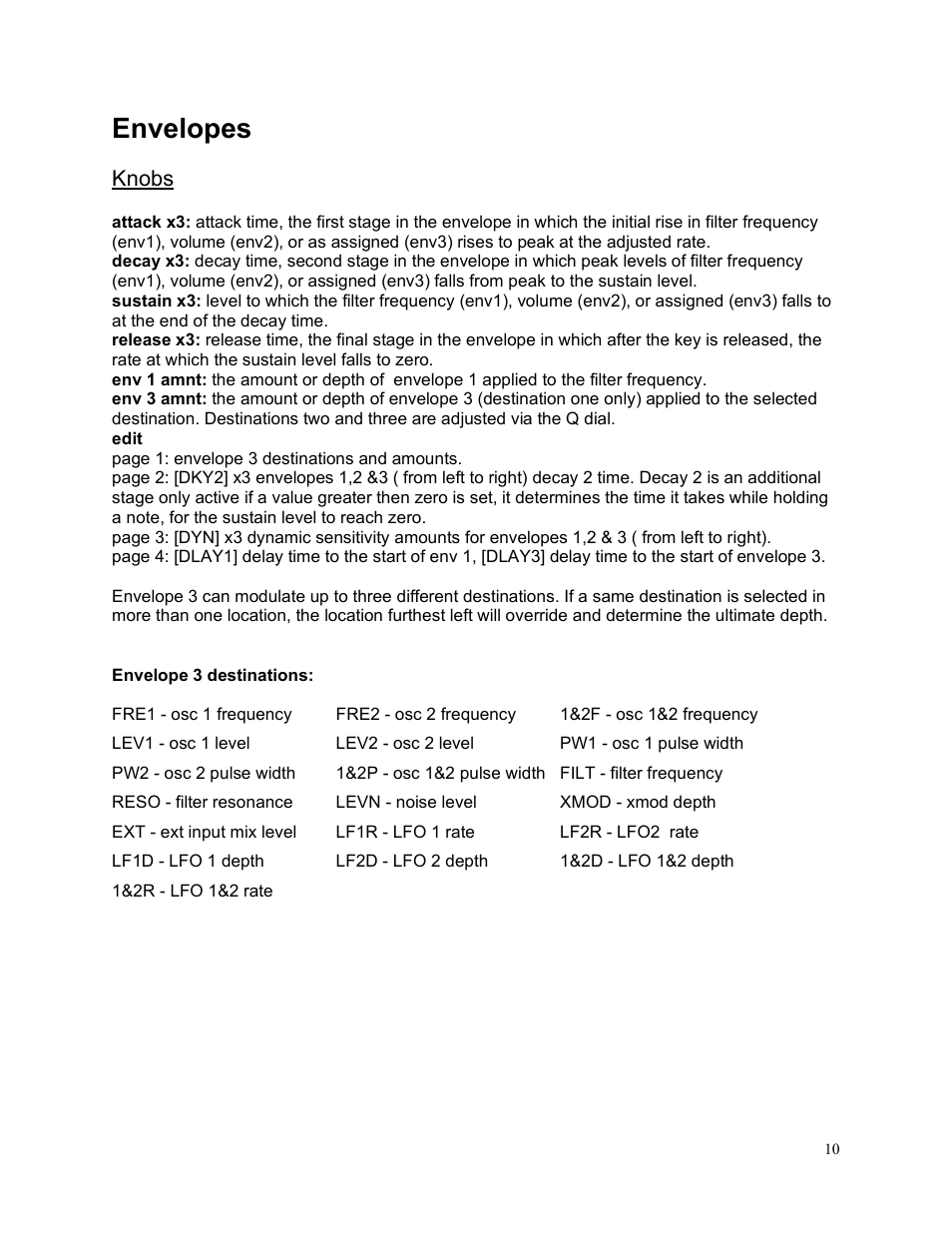 Envelopes | Studio Electronics C.O.D.E. User Manual | Page 11 / 13