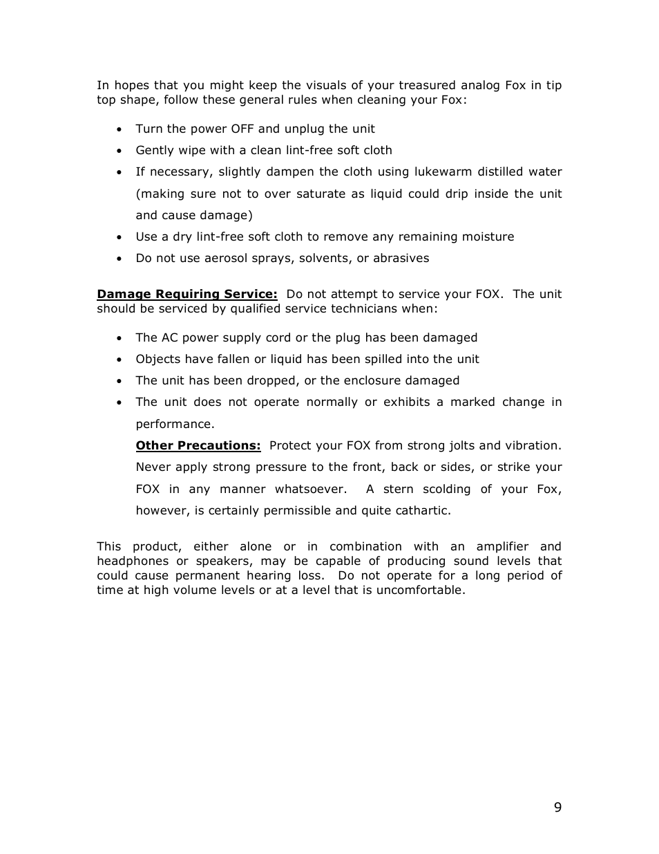 Studio Electronics Fox User Manual | Page 9 / 13