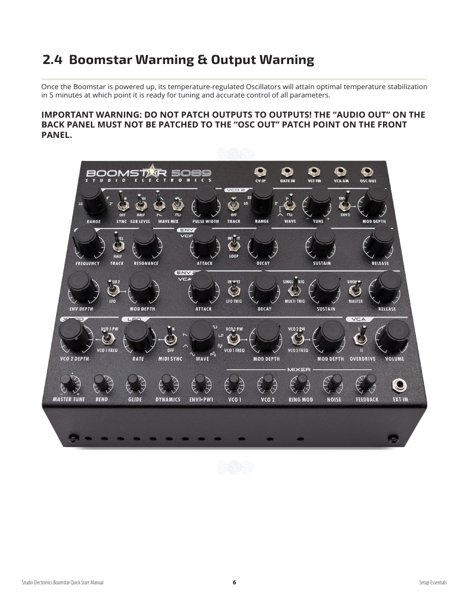 4 boomstar warming & output warning | Studio Electronics Boomstar User Manual | Page 10 / 35