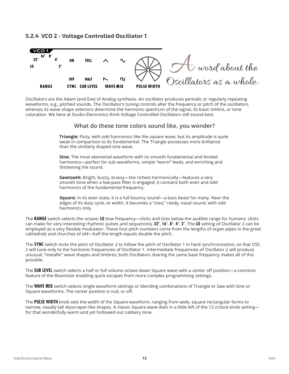 Word about the oscillators as a whole | Studio Electronics Boomstar User Manual | Page 17 / 35