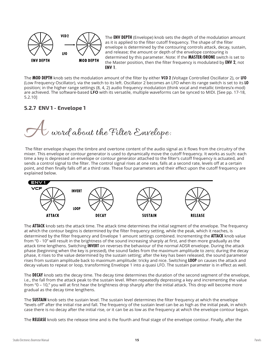 Word about the filter envelope | Studio Electronics Boomstar User Manual | Page 19 / 35