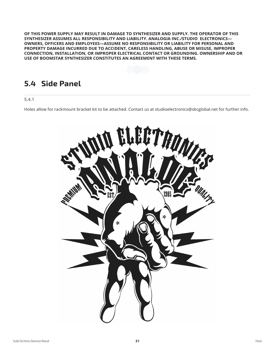 4 side panel | Studio Electronics Boomstar User Manual | Page 25 / 35