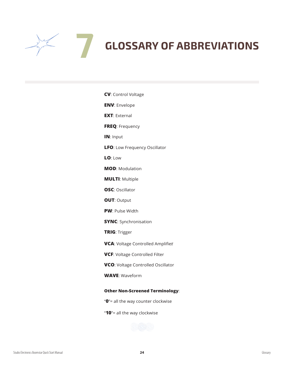 Glossary of abbreviations | Studio Electronics Boomstar User Manual | Page 28 / 35