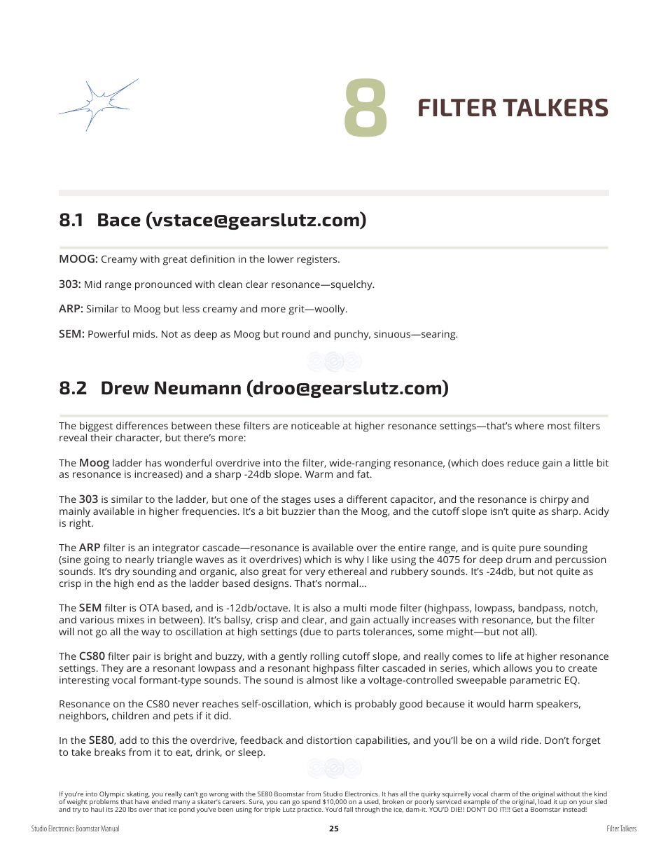 Filter talkers | Studio Electronics Boomstar User Manual | Page 29 / 35
