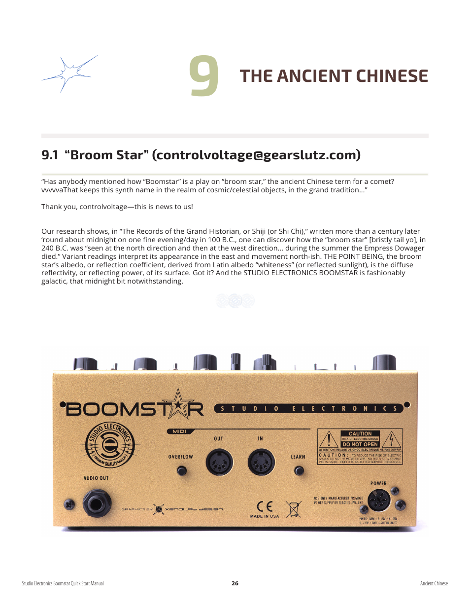 The ancient chinese | Studio Electronics Boomstar User Manual | Page 30 / 35