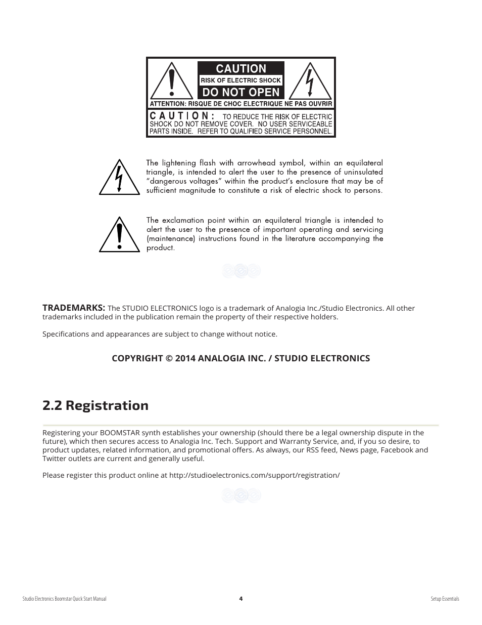 2 registration | Studio Electronics Boomstar User Manual | Page 8 / 35