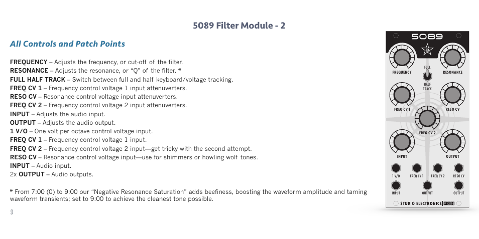 All controls and patch points | Studio Electronics Boomstar Modular User Manual | Page 12 / 25