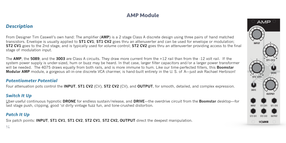 Amp module | Studio Electronics Boomstar Modular User Manual | Page 17 / 25