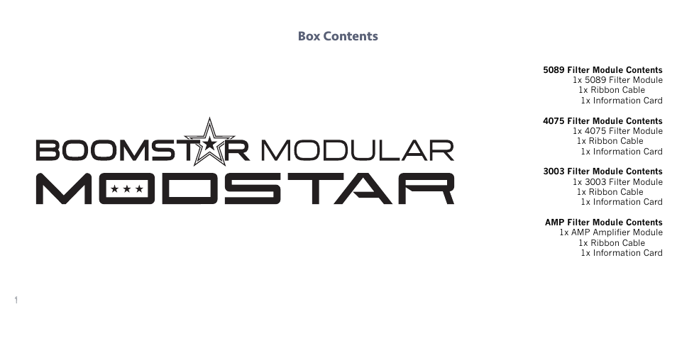 Box contents | Studio Electronics Boomstar Modular User Manual | Page 4 / 25