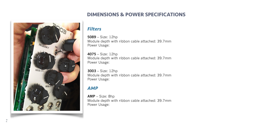 Dimensions & power specifications | Studio Electronics Boomstar Modular User Manual | Page 5 / 25