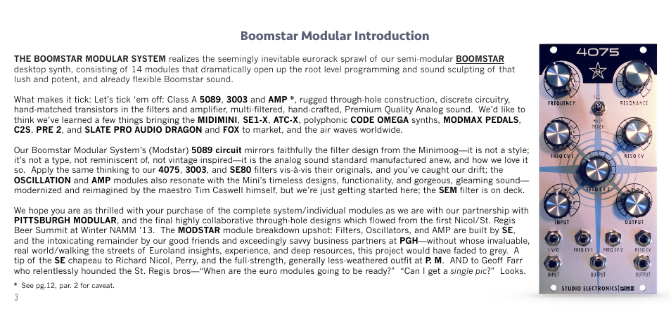 Boomstar modular introduction | Studio Electronics Boomstar Modular User Manual | Page 6 / 25