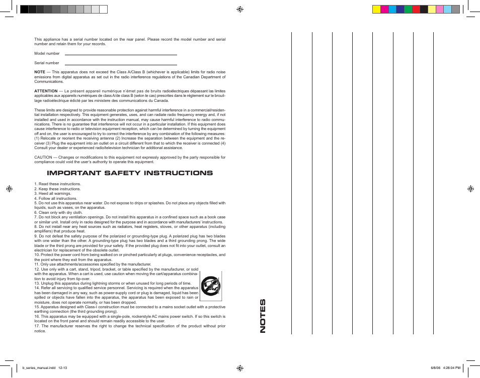 Important safety instructions | Studio Projects TB1 User Manual | Page 6 / 8