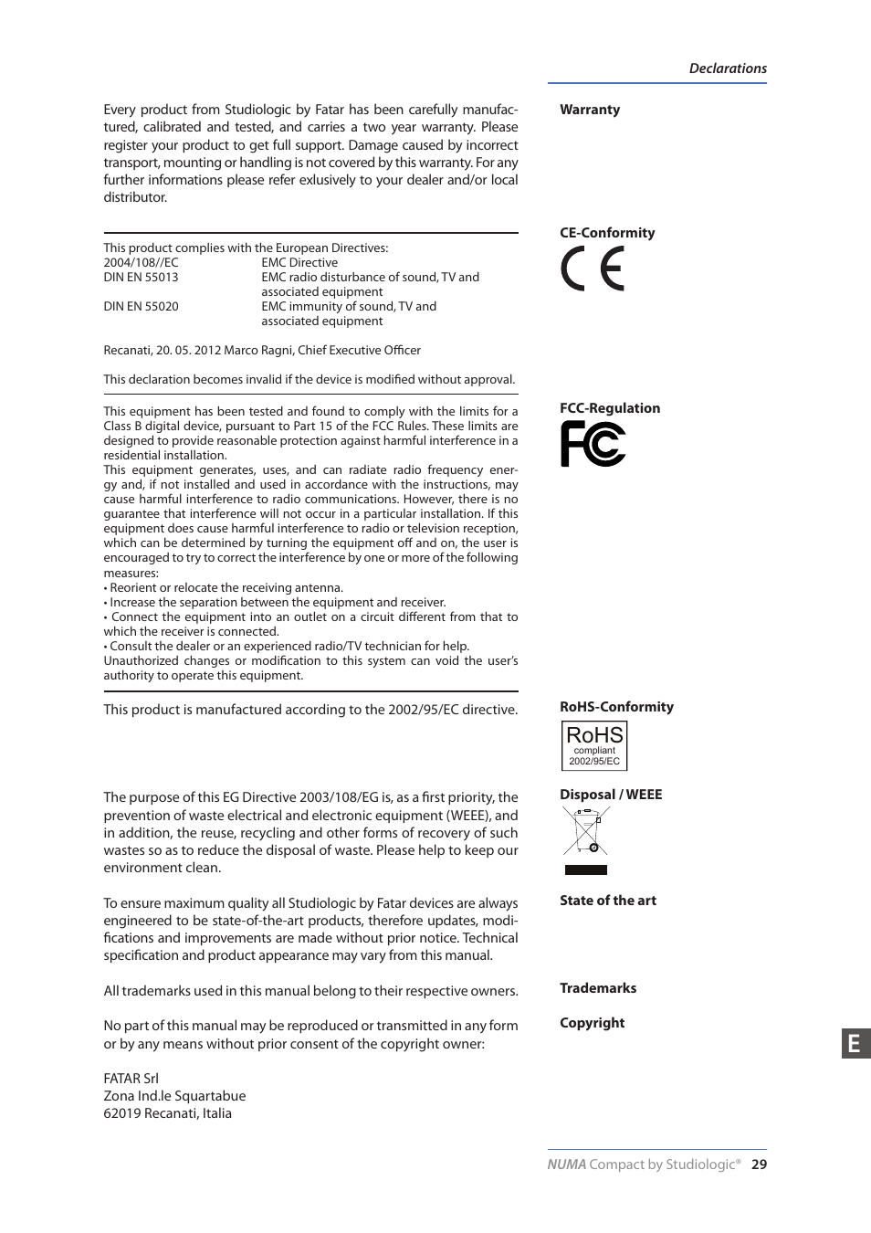 Rohs | Studiologic Numa Compact Manual User Manual | Page 29 / 53