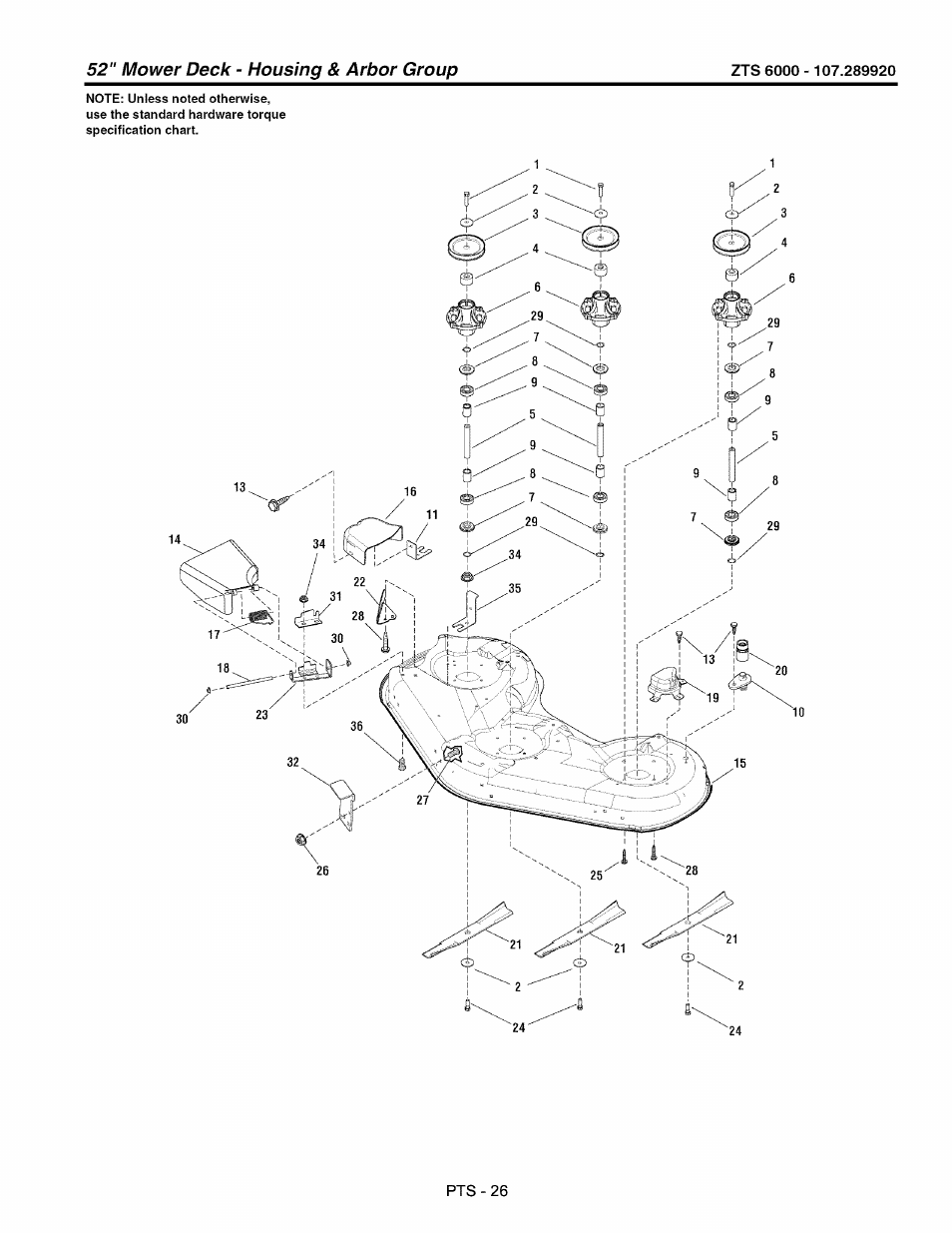 Mower deck - housing & arbor group | Craftsman 107.289920 User Manual | Page 102 / 120