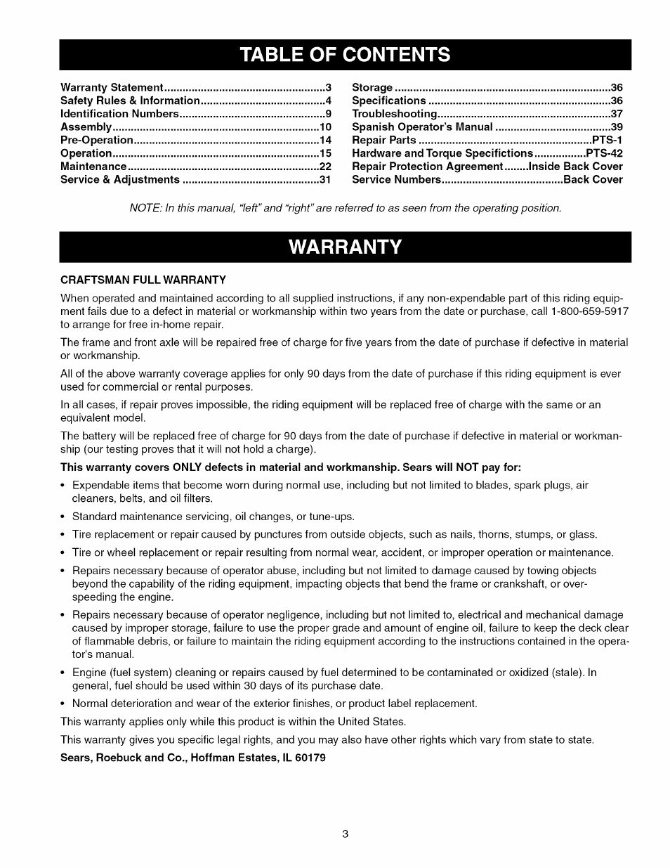 Craftsman 107.289920 User Manual | Page 3 / 120