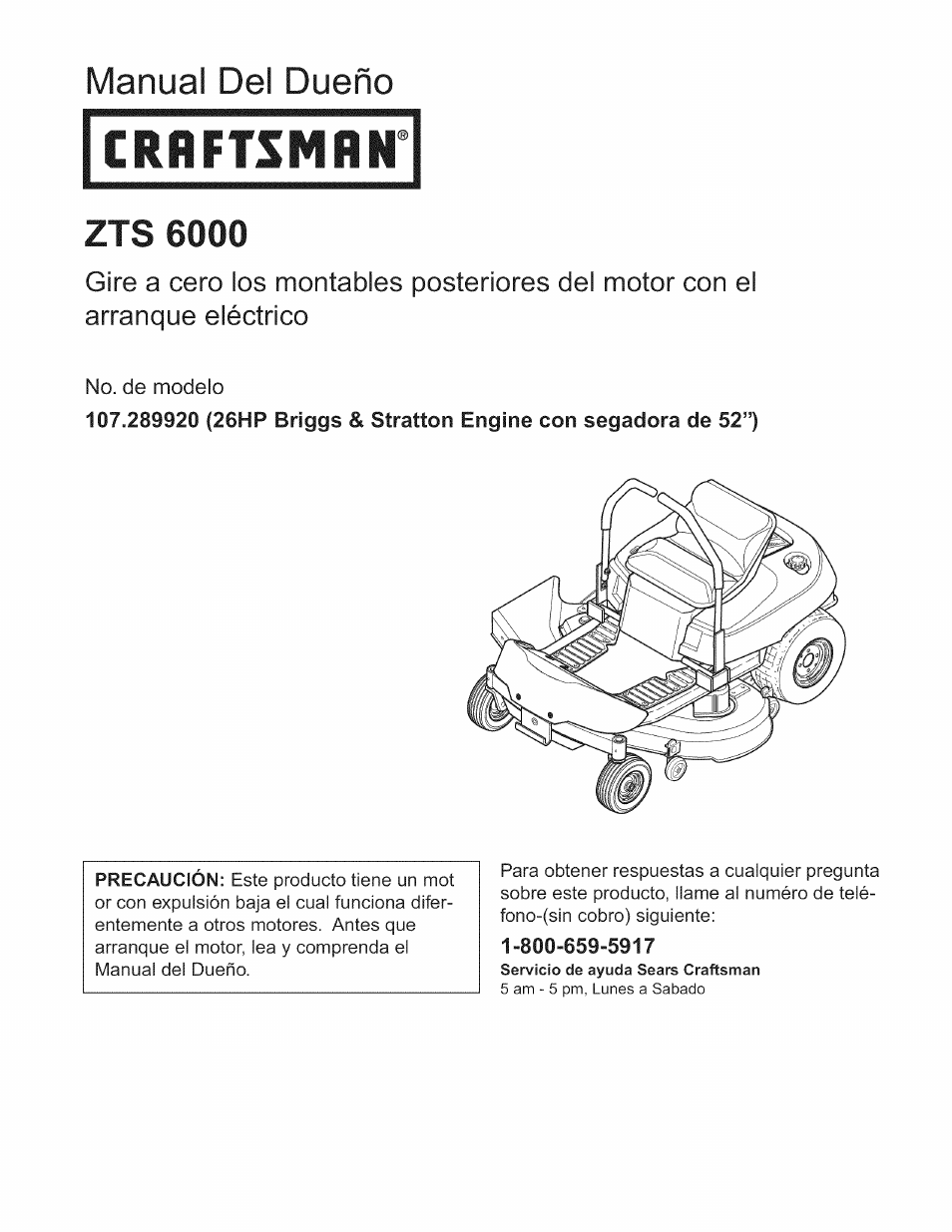 Crrftsmrn, Manual del dueño | Craftsman 107.289920 User Manual | Page 39 / 120
