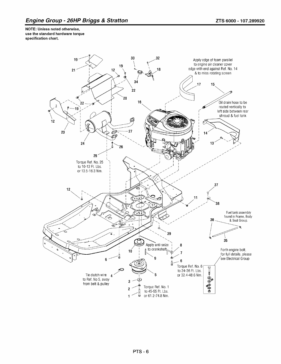 Engine group - 26hp briggs & stratton | Craftsman 107.289920 User Manual | Page 82 / 120