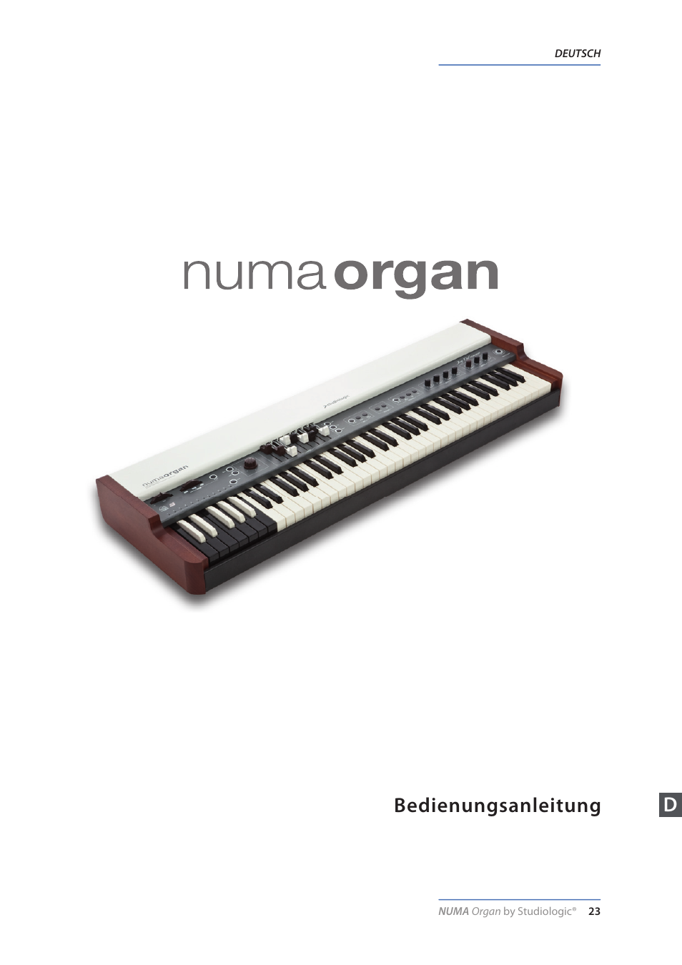Deutsch, Bedienungsanleitung d | Studiologic Numa Organ User Manual | Page 23 / 68