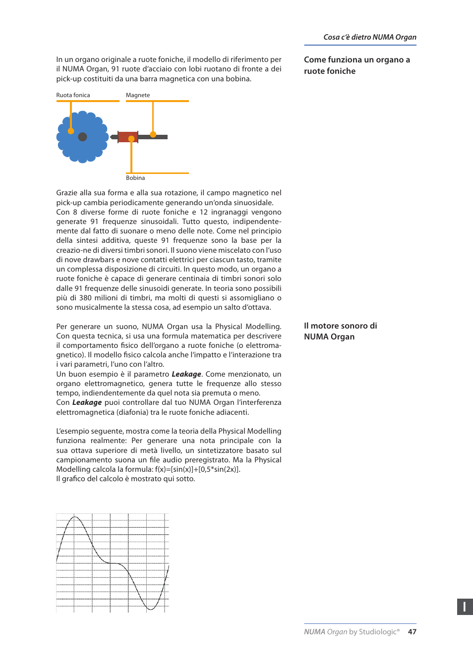 Cosa c‘è dietro numa organ, Come funziona un organo a ruote foniche, Il motore sonoro di numa organ | Studiologic Numa Organ User Manual | Page 47 / 68