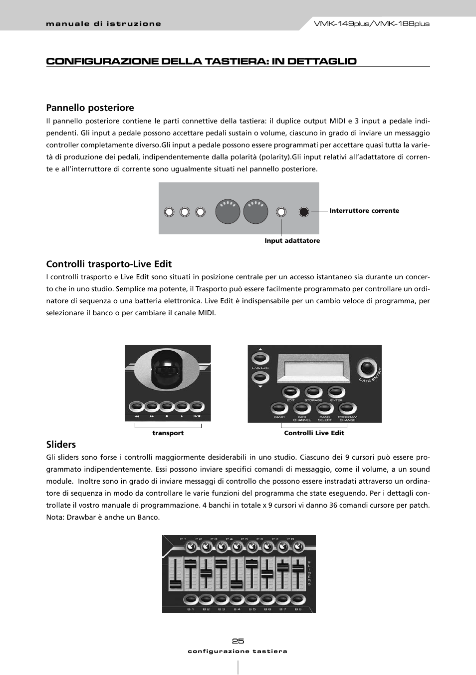 Controlli trasporto-live edit, Sliders | Studiologic VMK161Organ User Manual | Page 27 / 98
