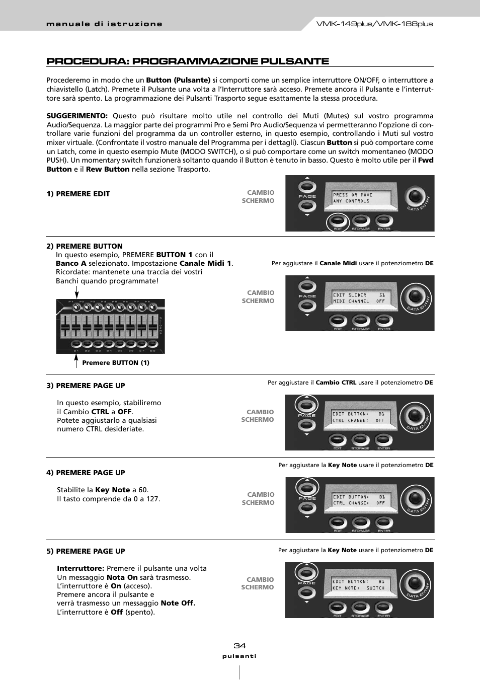 Procedura: programmazione pulsante | Studiologic VMK161Organ User Manual | Page 36 / 98