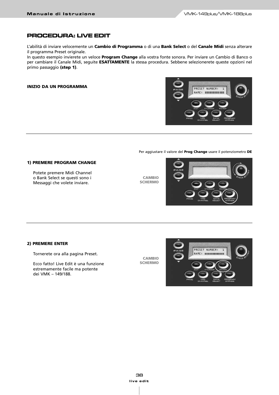 Procedura: live edit | Studiologic VMK161Organ User Manual | Page 40 / 98
