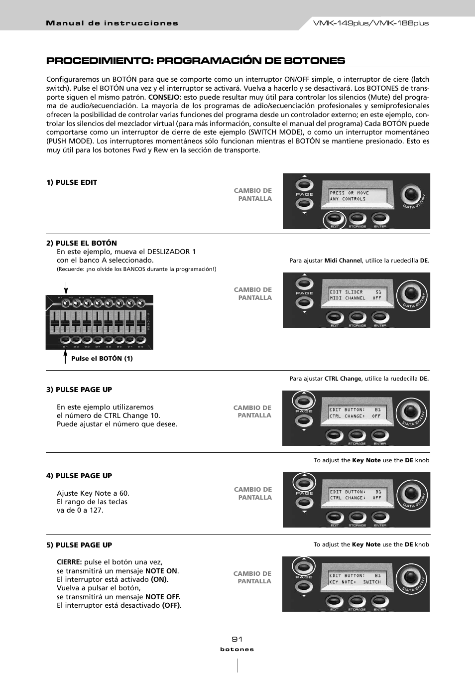 Procedimiento: programación de botones | Studiologic VMK161Organ User Manual | Page 93 / 98
