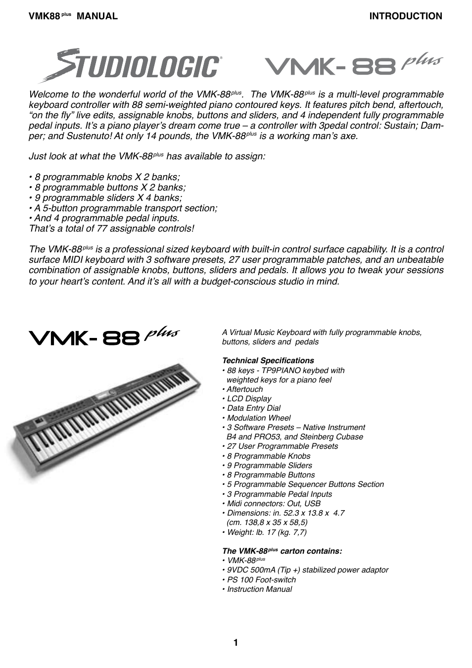 Studiologic VMK88Plus User Manual | Page 3 / 98