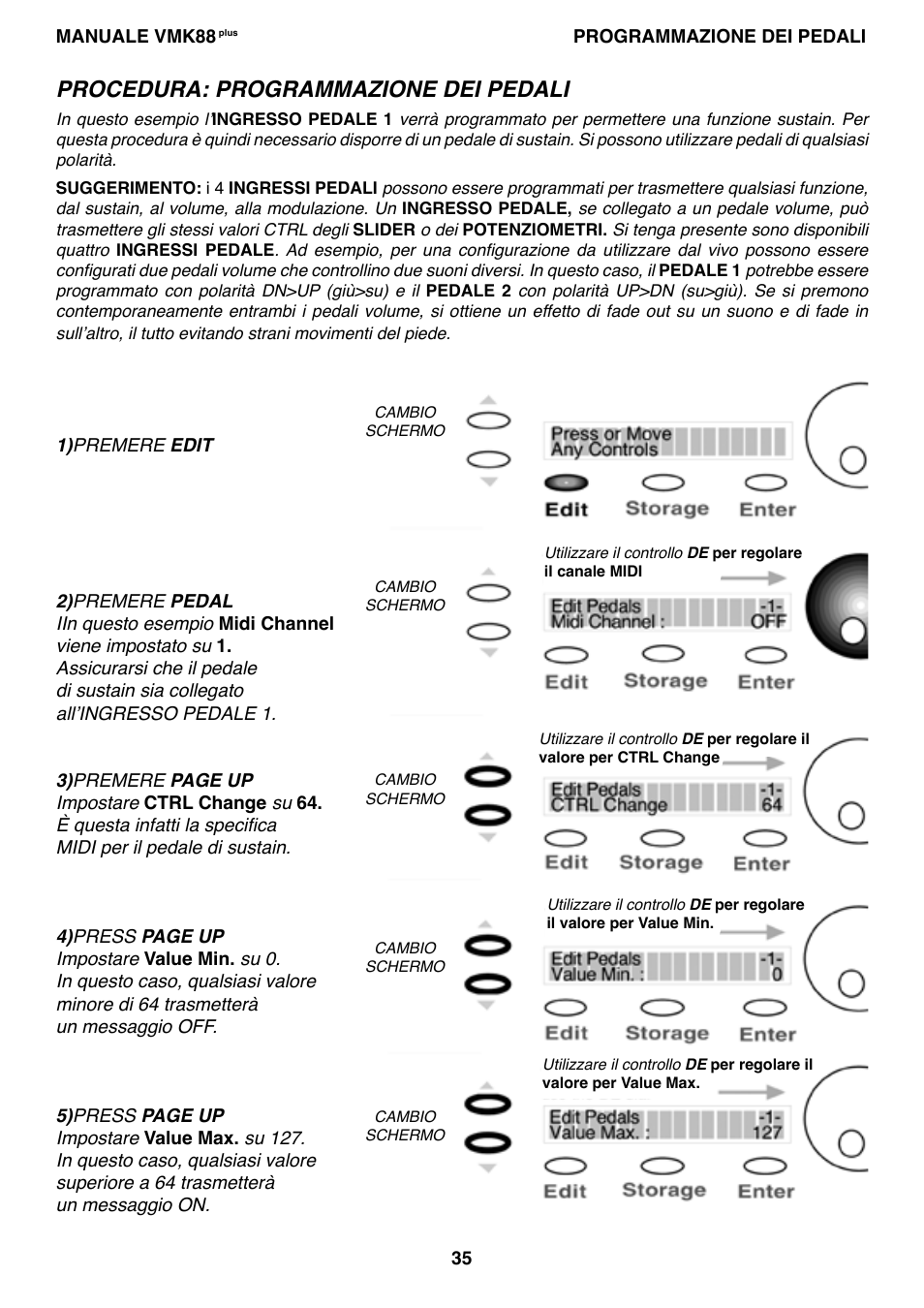 Procedura: programmazione dei pedali | Studiologic VMK88Plus User Manual | Page 37 / 98