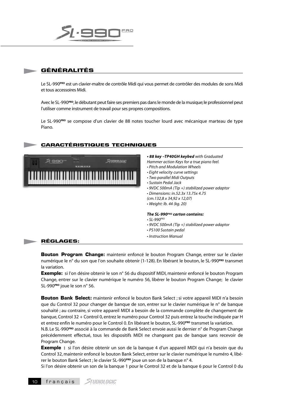 Studiologic SL990Pro User Manual | Page 10 / 13