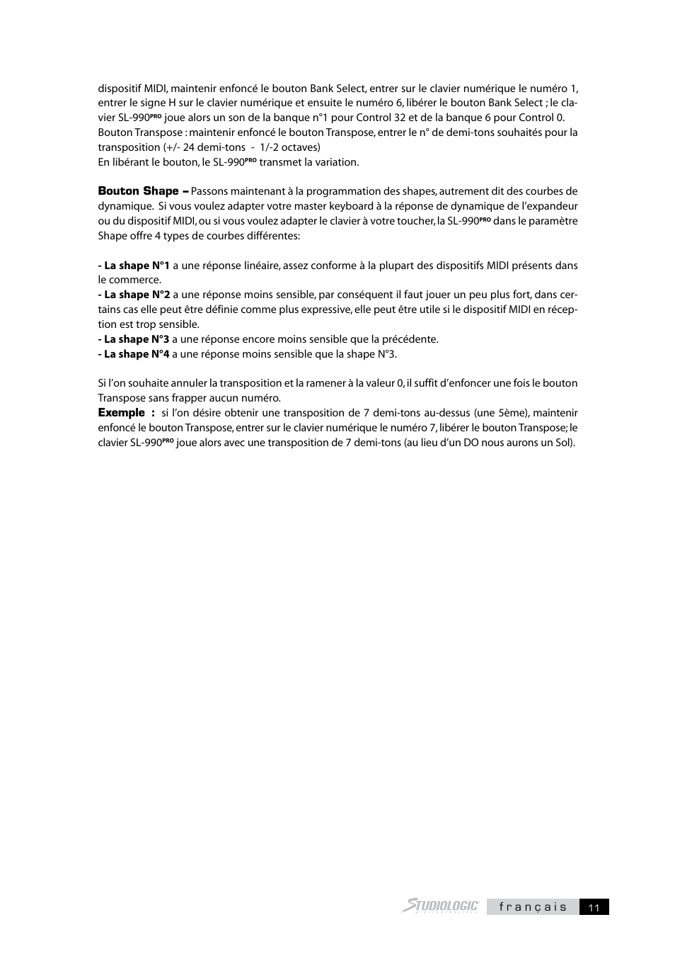 Studiologic SL990Pro User Manual | Page 11 / 13