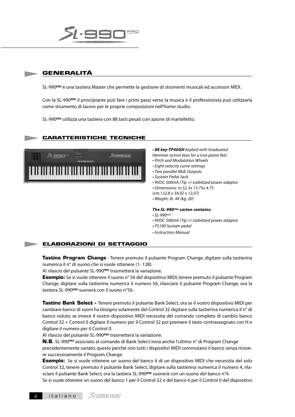Studiologic SL990Pro User Manual | Page 4 / 13