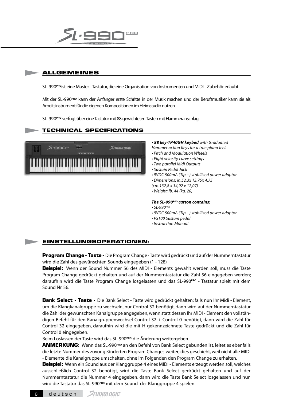 Studiologic SL990Pro User Manual | Page 6 / 13