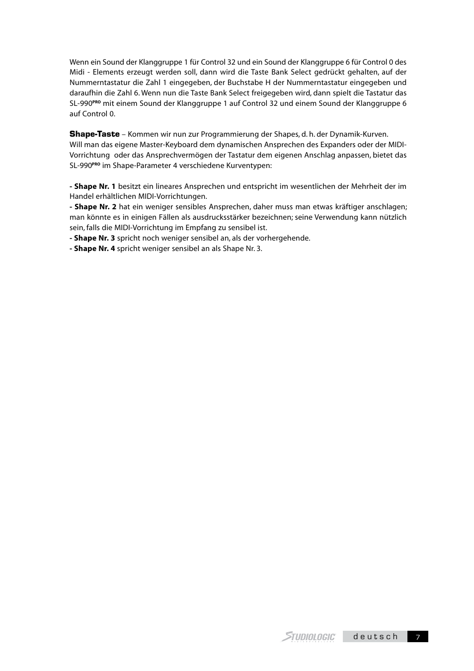 Studiologic SL990Pro User Manual | Page 7 / 13