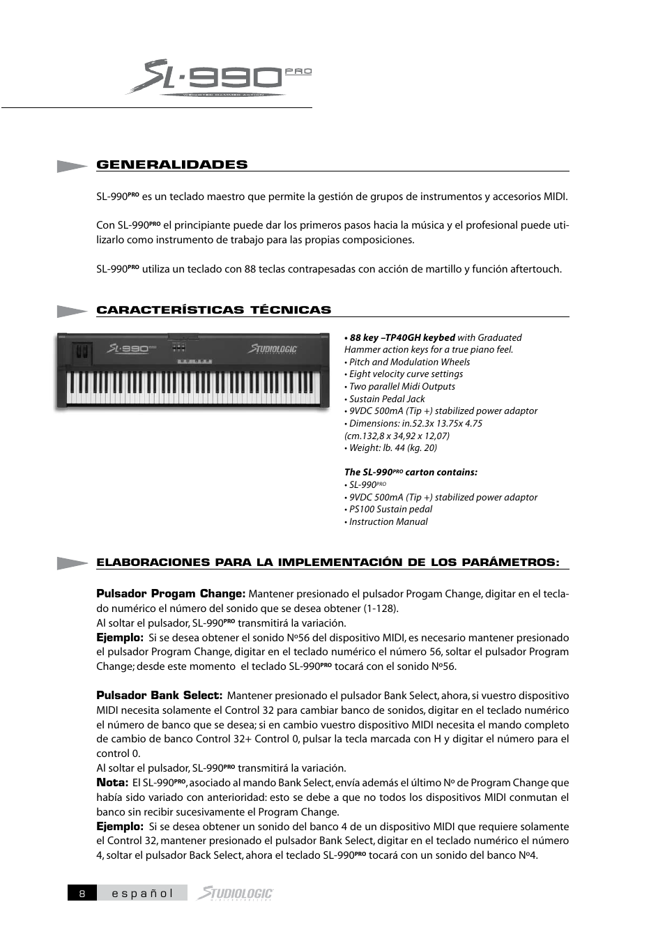 Studiologic SL990Pro User Manual | Page 8 / 13