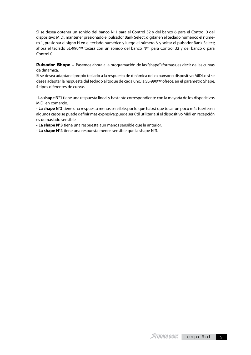 Studiologic SL990Pro User Manual | Page 9 / 13
