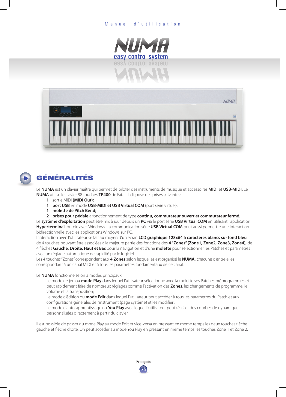 Généralités | Studiologic Numa Nero User Manual | Page 25 / 47