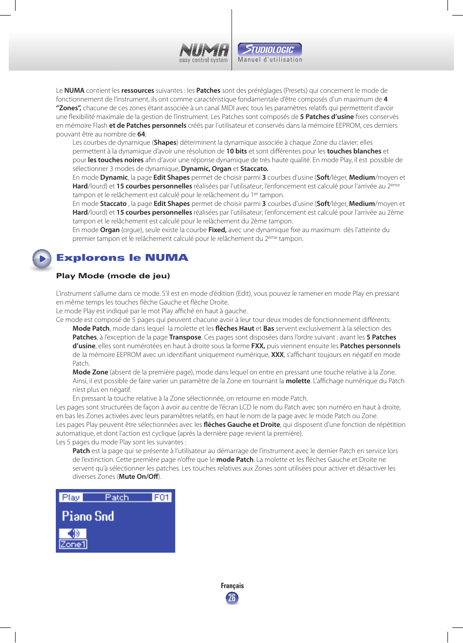 Explorons le numa | Studiologic Numa Nero User Manual | Page 26 / 47