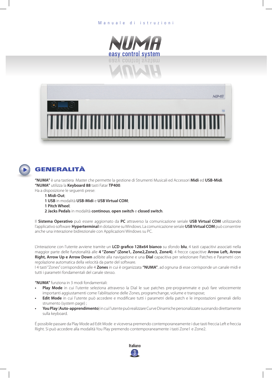 Generalità | Studiologic Numa Nero User Manual | Page 3 / 47