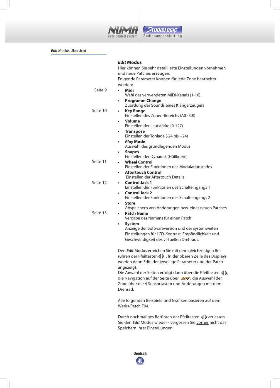 Studiologic Numa Nero User Manual | Page 40 / 47