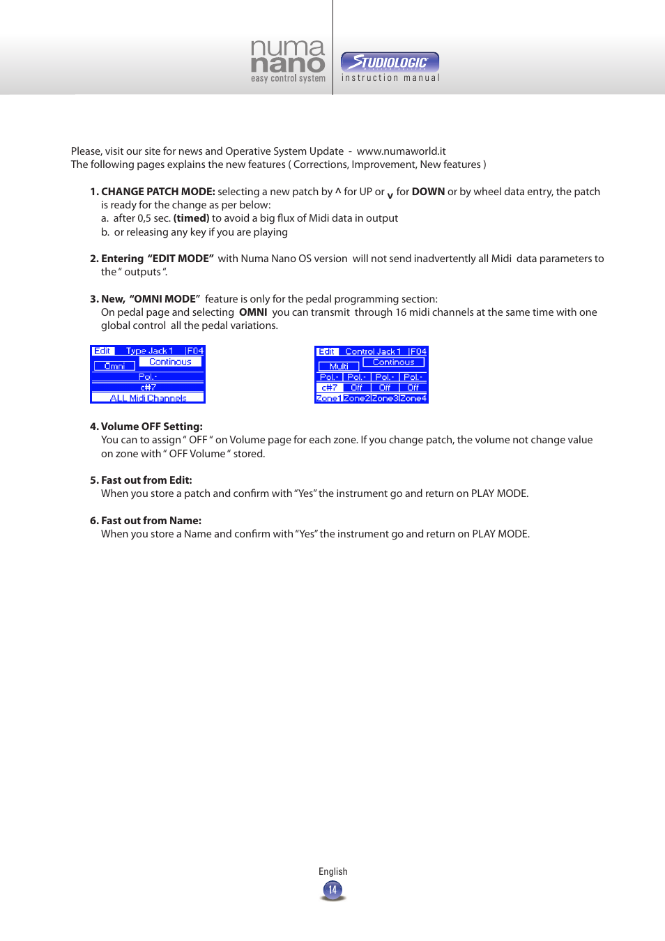 Studiologic Numa Nano User Manual | Page 14 / 16