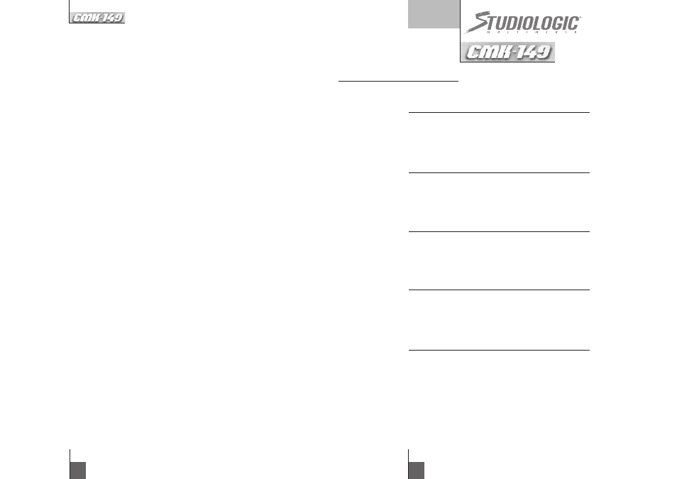 Index | Studiologic CMK-149 User Manual | Page 3 / 10