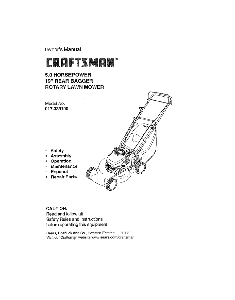 Craftsman 917.38919 User Manual | 12 pages