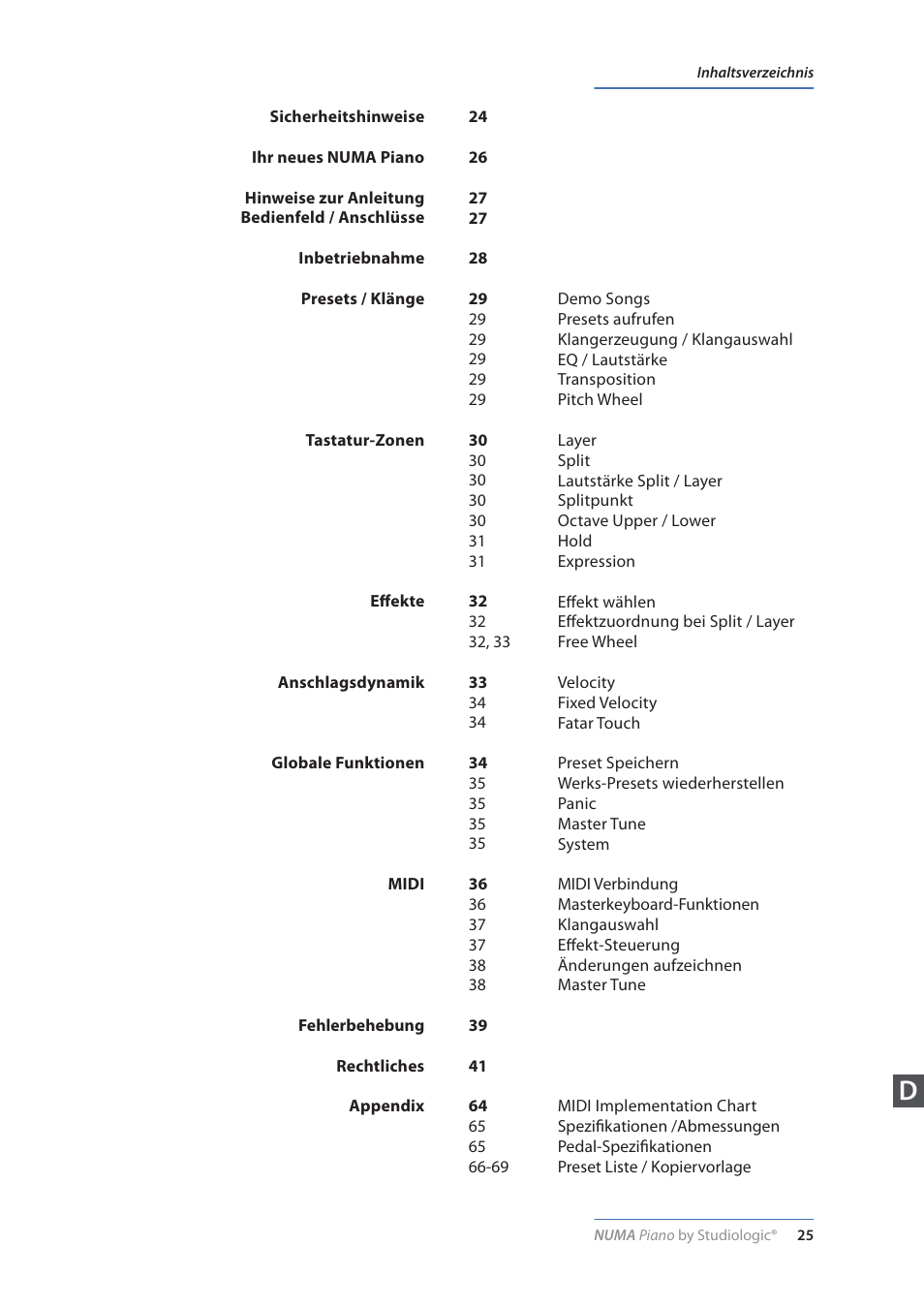 Studiologic Numa Piano User Manual | Page 25 / 72