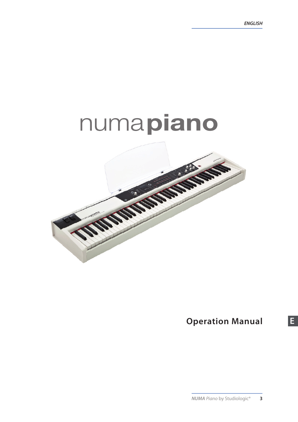 English, Operation manual e | Studiologic Numa Piano User Manual | Page 3 / 72