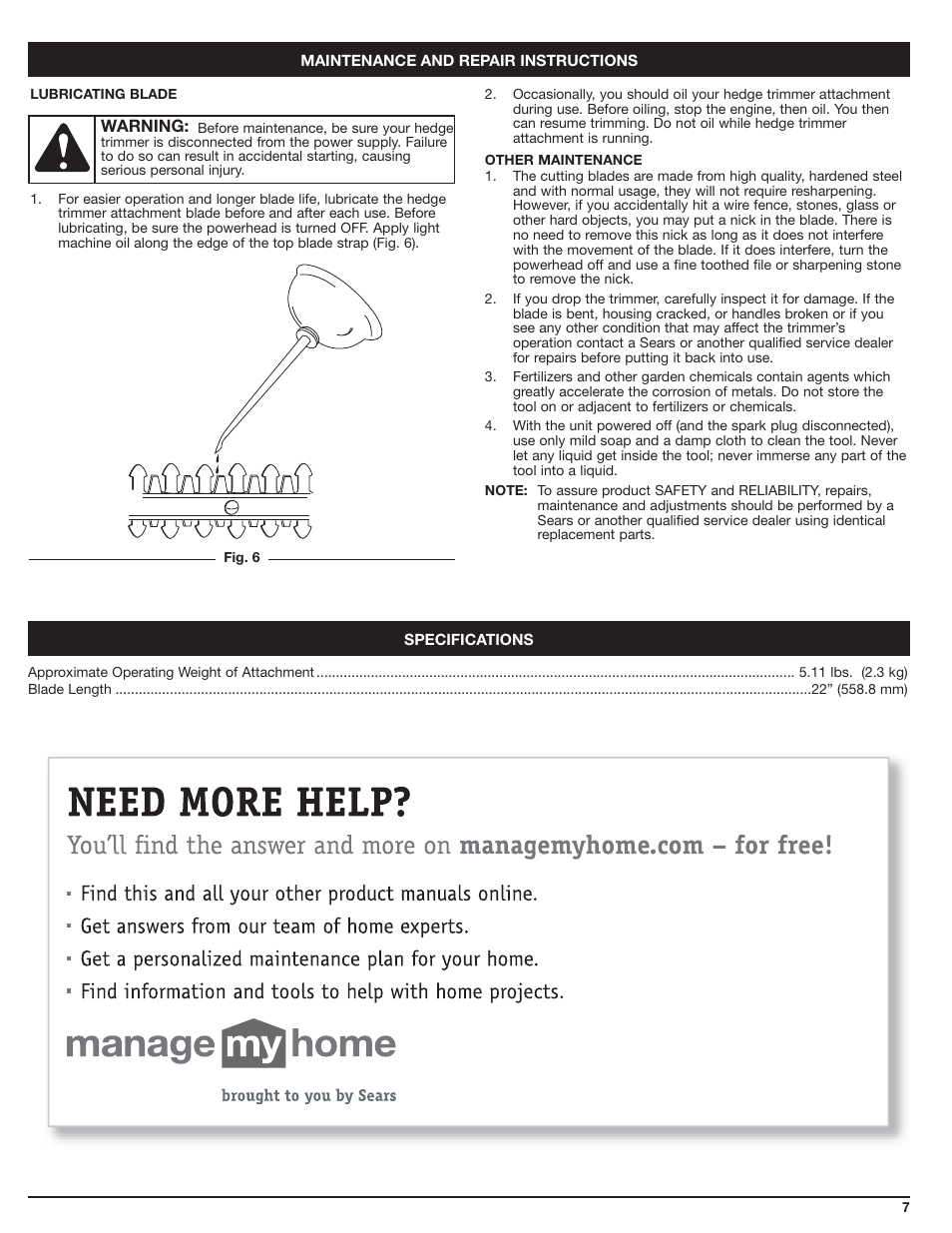 Craftsman 316.79249 User Manual | Page 7 / 20